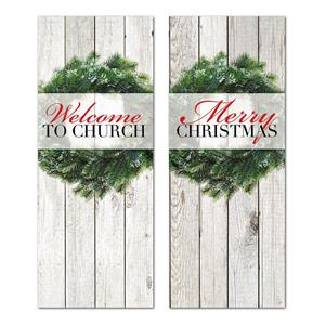 Wreath Pair 2'7" x 6'7"  Vinyl Banner
