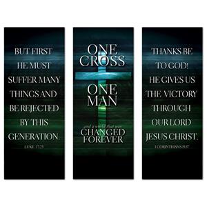 One Cross Triptych 2'7" x 6'7"  Vinyl Banner