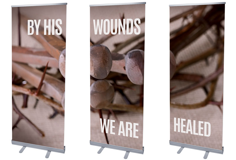 Banners, Spring - General, By His Wounds, 2'7 x 6'7