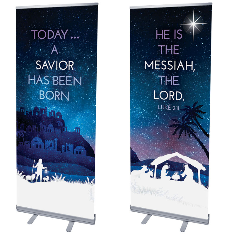 Banners, Christmas, Bethlehem Blue, 2'7 x 6'7