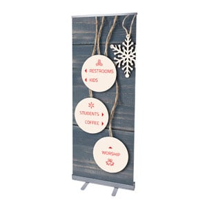 Wood Ornaments Directional 2'7" x 6'7"  Vinyl Banner