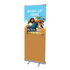 The Action Bible VBS Sign Up 2'7" x 6'7"  Vinyl Banner