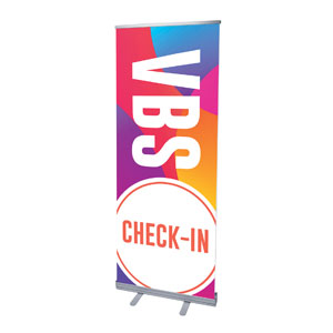 Curved Colors VBS Check-In 2'7" x 6'7"  Vinyl Banner