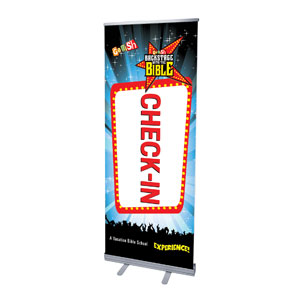 Go Fish Backstage With The Bible Check-In 2'7" x 6'7"  Vinyl Banner