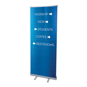 General Blue Directional 2'7" x 6'7"  Vinyl Banner