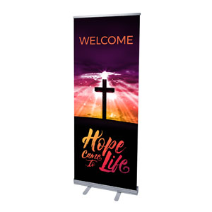 Hope Life Cross Welcome 2'7" x 6'7"  Vinyl Banner