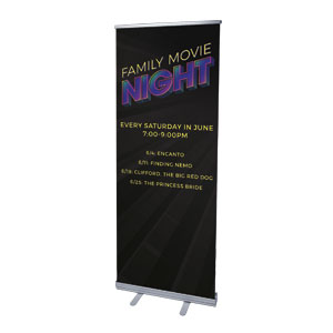 Family Movie Night Neon 2'7" x 6'7"  Vinyl Banner