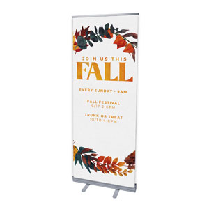 Fall Leaves Watercolor 2'7" x 6'7"  Vinyl Banner