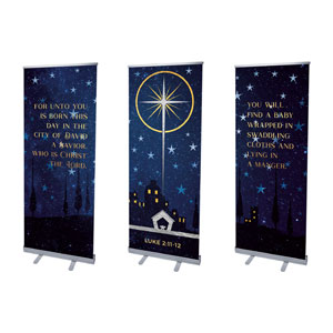 Bethlehem Christmas Star Triptych 2'7" x 6'7"  Vinyl Banner