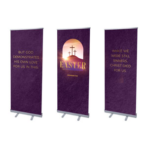 Easter Sunrise Window Triptych 2'7" x 6'7"  Vinyl Banner