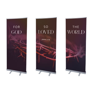 So Loved Crown Triptych 2'7" x 6'7"  Vinyl Banner