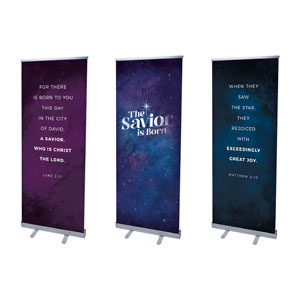 Savior Is Born Sky Triptych 2'7" x 6'7"  Vinyl Banner