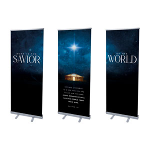 Savior of the World Triptych 2'7" x 6'7"  Vinyl Banner