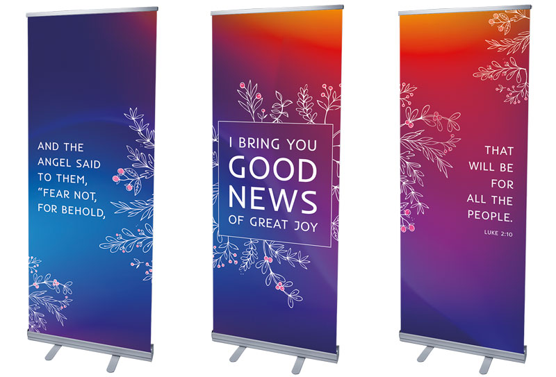 Banners, Christmas, Glow Christmas Triptych, 2'7 x 6'7