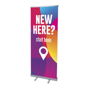 Curved Colors New Here 2'7" x 6'7"  Vinyl Banner