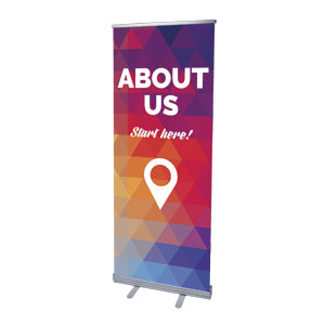 Geometric Bold About Us 2'7" x 6'7"  Vinyl Banner