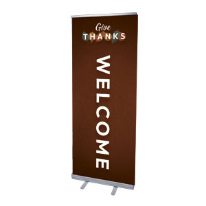 Give Thanks Fall Leaves 2'7" x 6'7"  Vinyl Banner