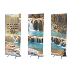 Living Water John 4:14 Triptych 2'7" x 6'7"  Vinyl Banner