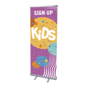 Confetti Kids Sign Up 2'7" x 6'7"  Vinyl Banner
