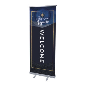 Weary World Rejoices Blue 2'7" x 6'7"  Vinyl Banner