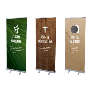 Easter Icons Paper Triptych 2'7" x 6'7"  Vinyl Banner