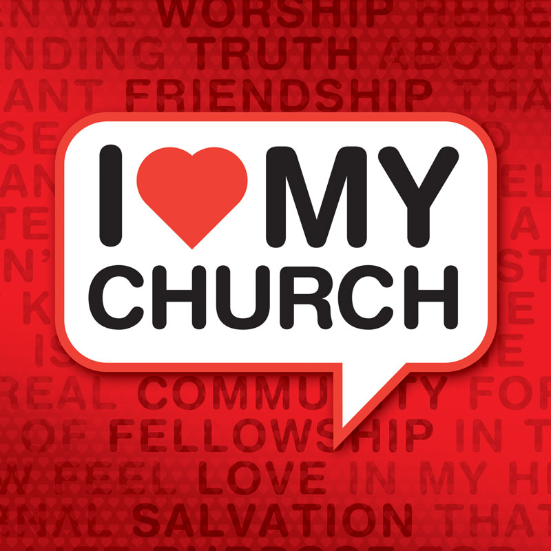 Banners, New Years, I Love My Church, 3' x 3'