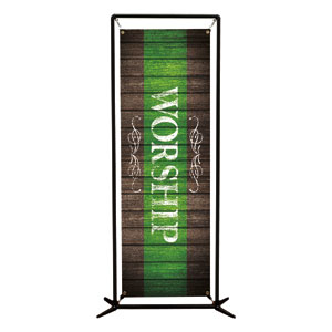 Rustic Charm Grn Worship 2' x 6' Banner