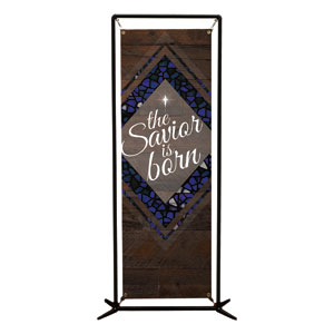 Savior Born Stained Glass 2' x 6' Banner