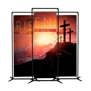 Risen Crosses Triptych 2' x 6' Banner