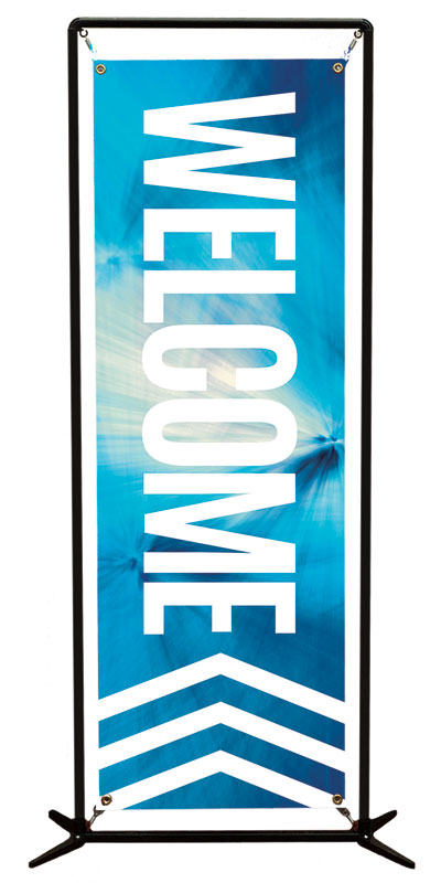 Banners, Chevron Welcome Blue Products, Chevron Welcome Blue, 2' x 6'