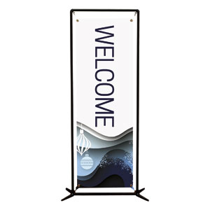 Blue Layered Paper 2' x 6' Banner