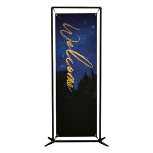 Night Sky Gold Script Welcome 2' x 6' Banner