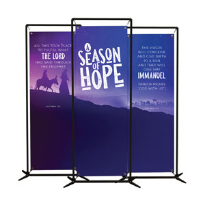 A Season Of Hope Purple Triptych 2' x 6' Banner