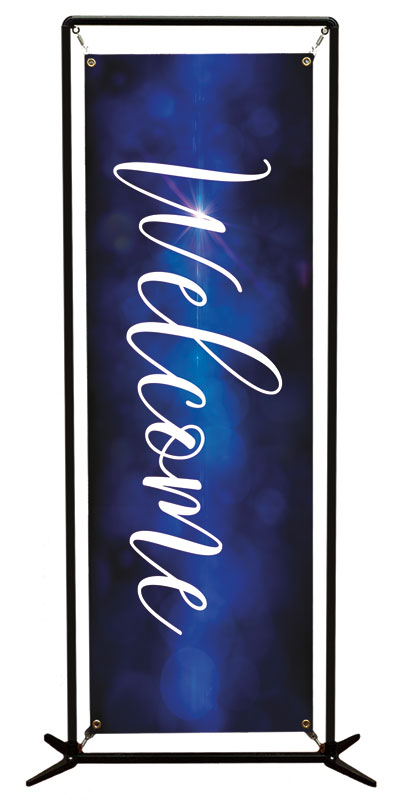 Banners, Christmas, Celebrate Christmas Blue Sparkle Welcome, 2' x 6'