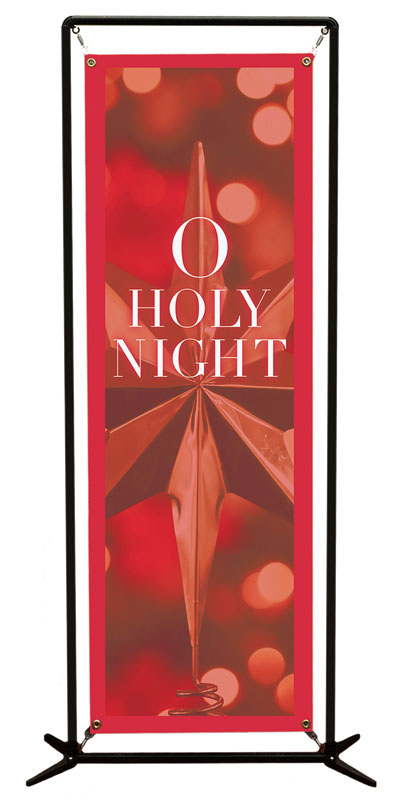 Banners, Christmas, O Holy Night Red Star, 2' x 6'