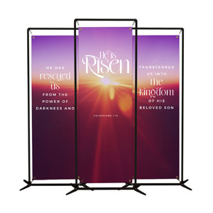 He Is Risen Light Triptych 2' x 6' Banner