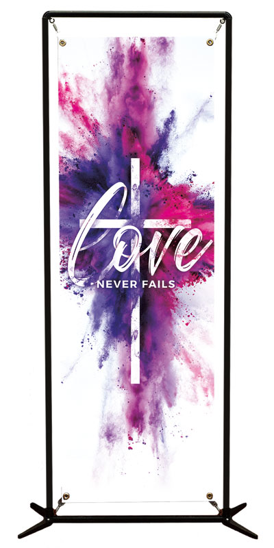 Banners, Easter, Love Never Fails Welcome, 2' x 6'