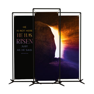 Easter Open Tomb Triptych 2' x 6' Banner