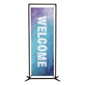 Blue Stucco Welcome 2' x 6' Banner