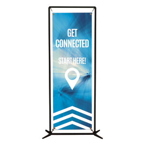 Chevron Blue Get Connected 2' x 6' Banner
