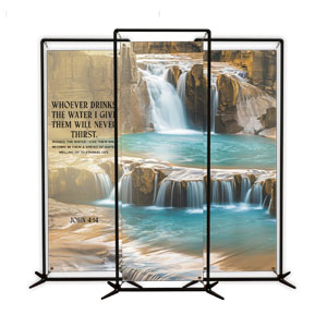 Living Water John 4:14 Triptych 2' x 6' Banner