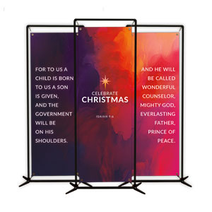 Vibrant Paint Christmas Triptych 2' x 6' Banner