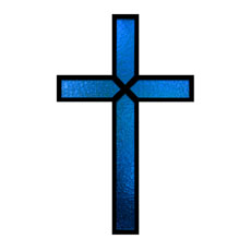 Blue Stained Glass Cross 