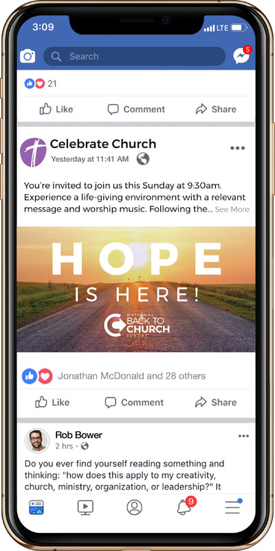 Social Ads, Back To Church Sunday, BTCS Hope Is Here Road