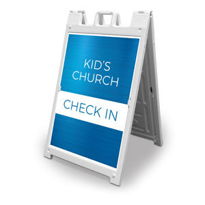Blue Kids Church Check In 2' x 3' Street Sign Banners
