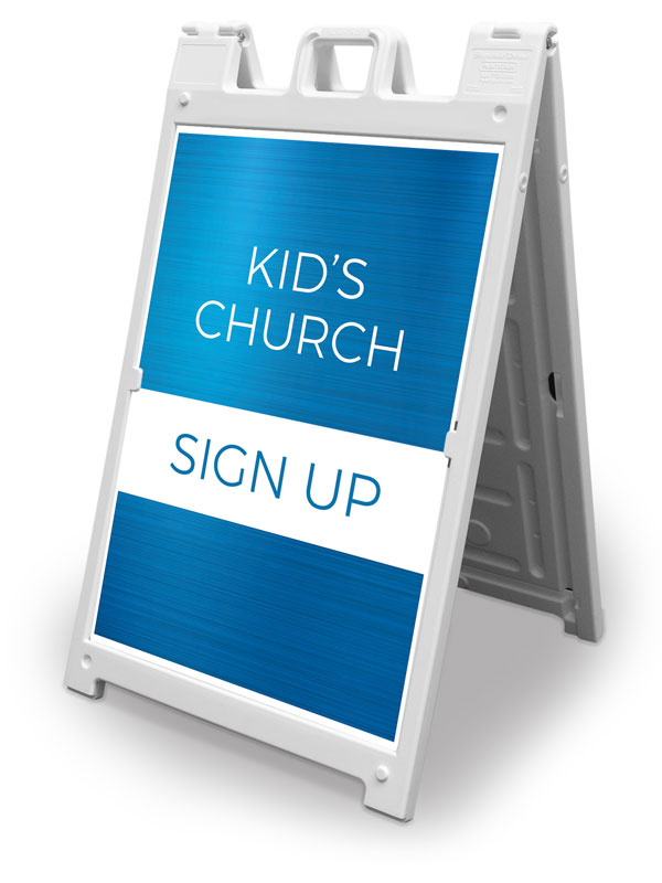 Banners, Directional, Blue Kids Church Sign Up, 2' x 3'