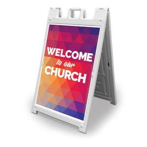 Geometric Bold Welcome To Our Church 2' x 3' Street Sign Banners
