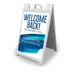 Blue Paint Stroke Welcome Back Distancing 2' x 3' Street Sign Banners