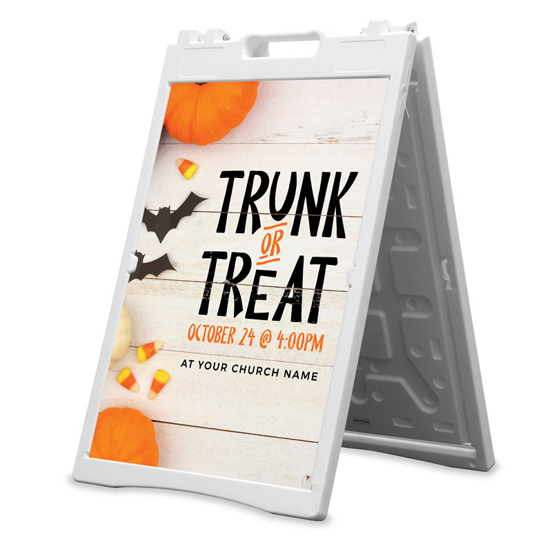 Banners, Fall - General, Trunk or Treat White Wood, 2' x 3'