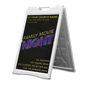 Family Movie Night Neon 2' x 3' Street Sign Banners